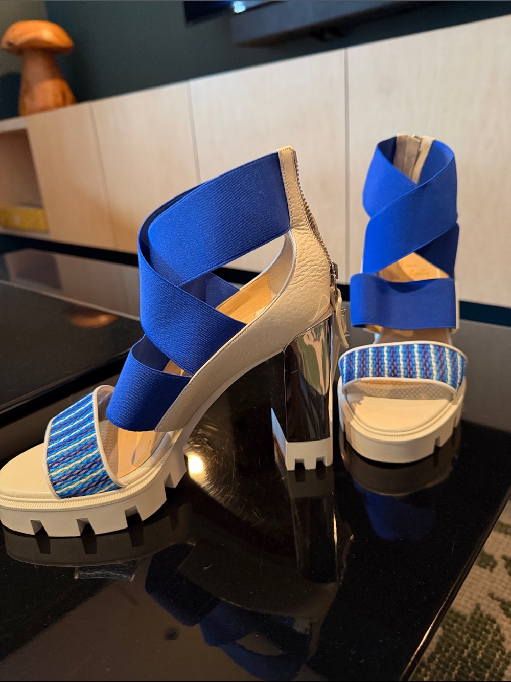 Christian Louboutin Royal Blue Strappy Platform Heels